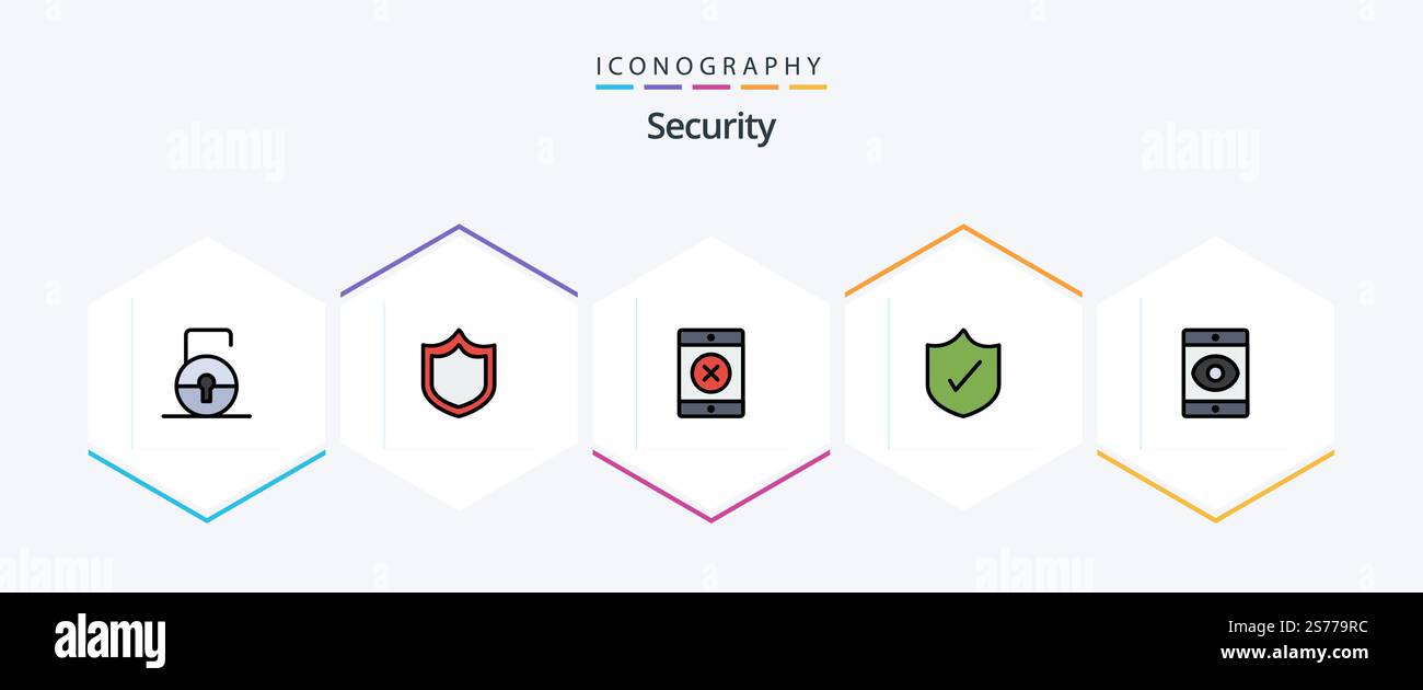 Security 25 FilledLine icon pack including . . smartphone. virus. smartphone Stock Vector