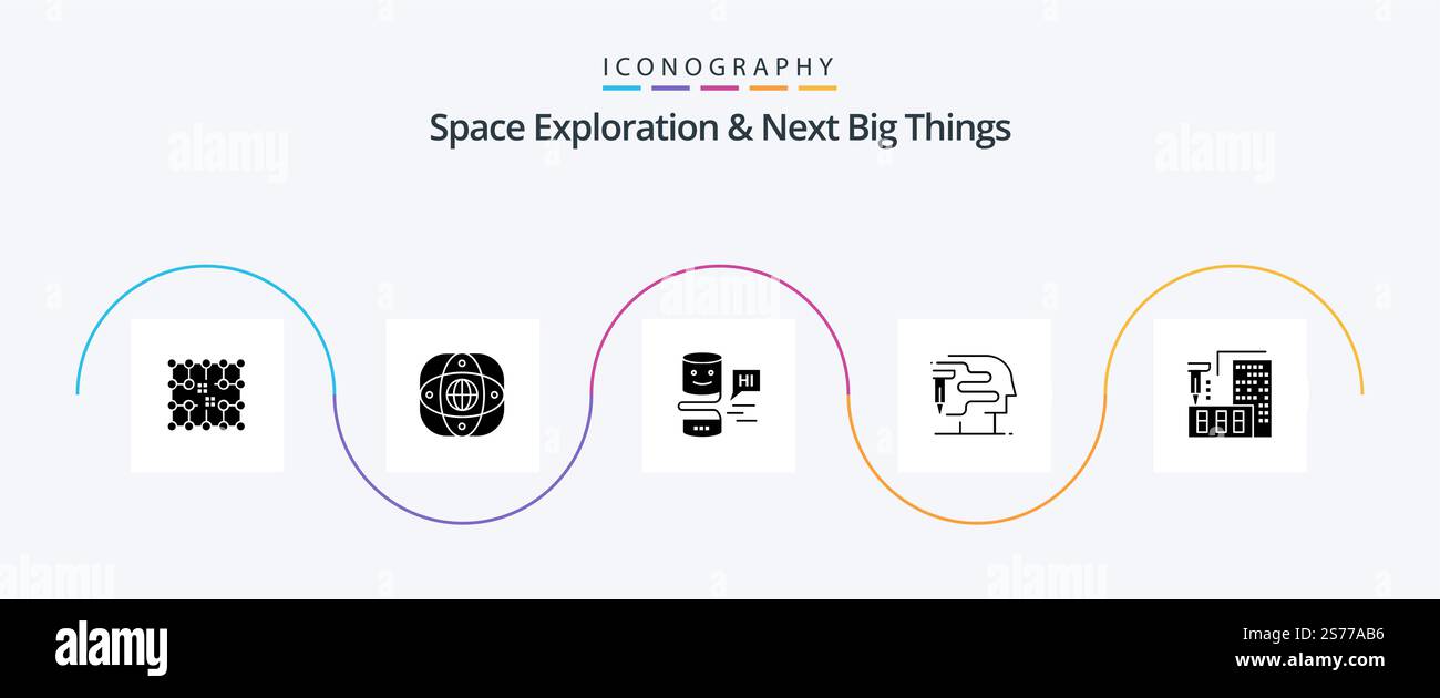 Space Exploration And Next Big Things Glyph 5 Icon Pack Including d ...