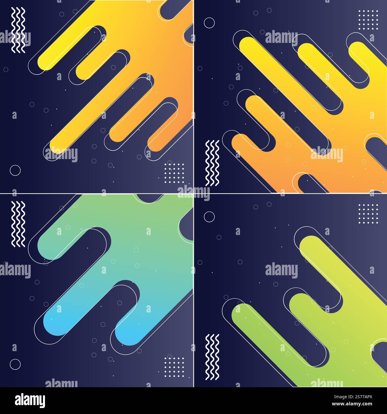 Vector Illustrations of Modish Styles with Designed Shapes Stock Vector