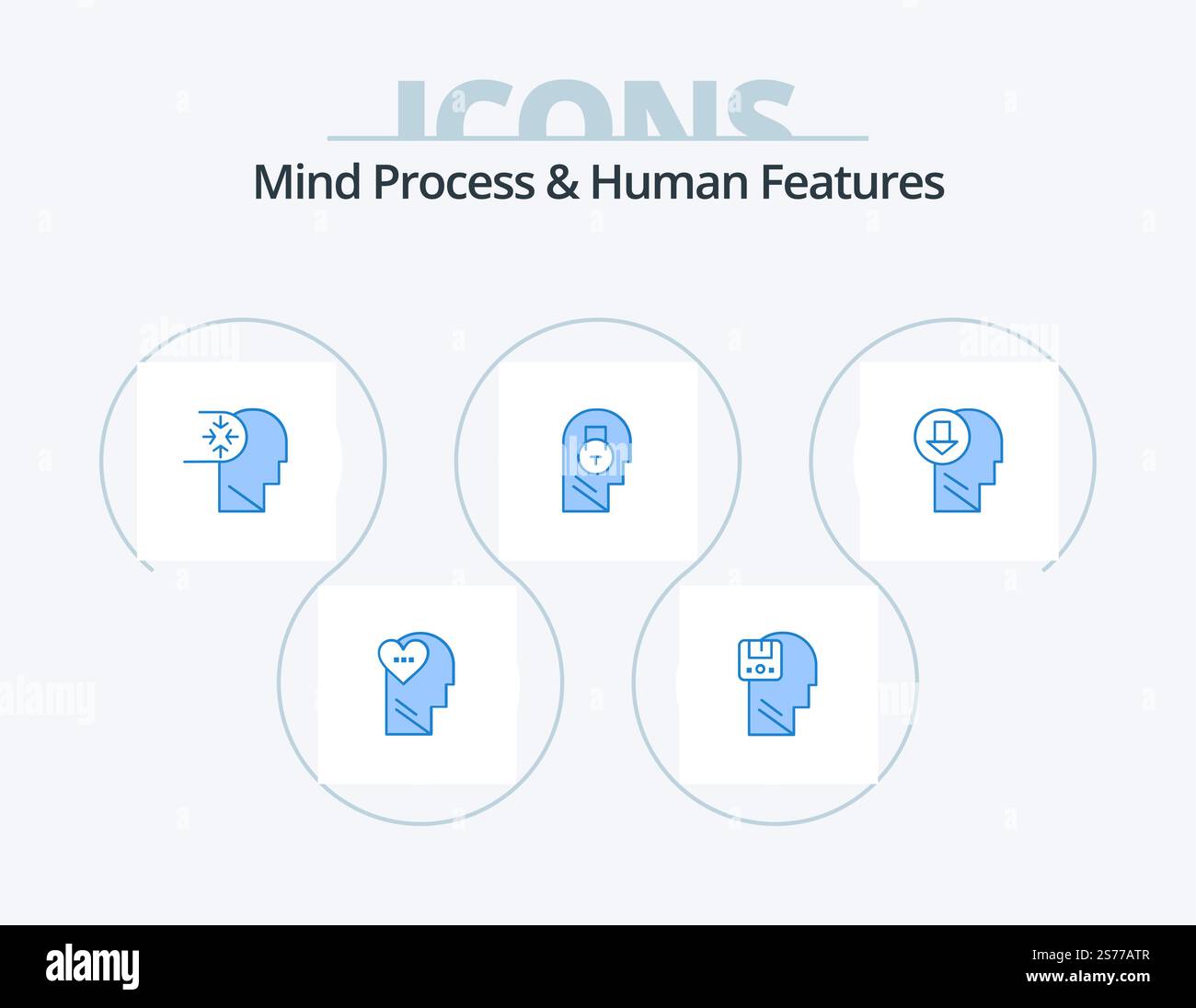 Mind Process And Human Features Blue Icon Pack 5 Icon Design. user ...