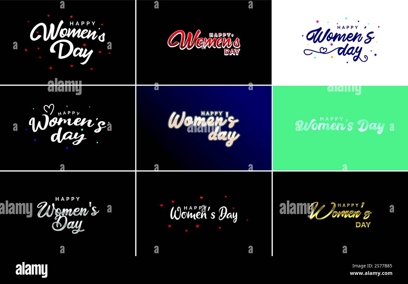 Women Sign For Lettering Happy Woman’s Day handwritten lettering set for use in greeting or ...