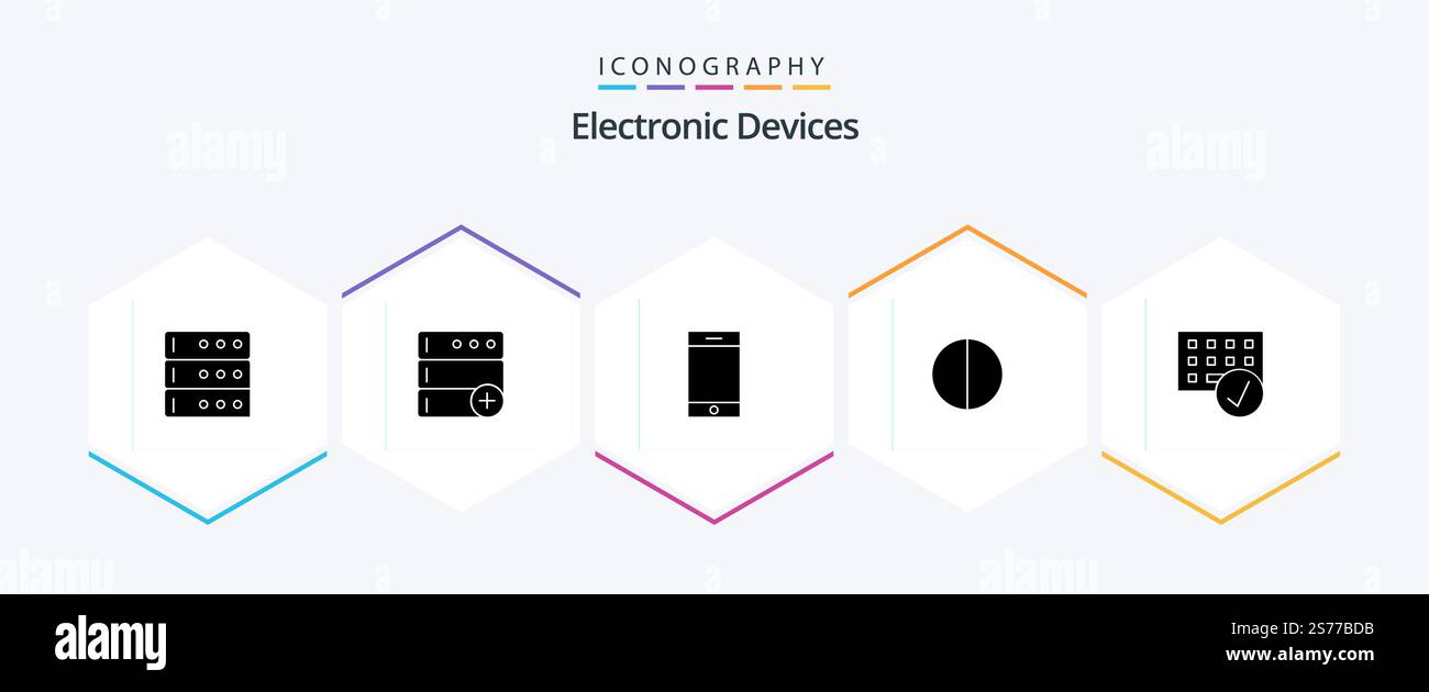 Devices 25 Glyph icon pack including . gadget. smartphone. devices. computers Stock Vector