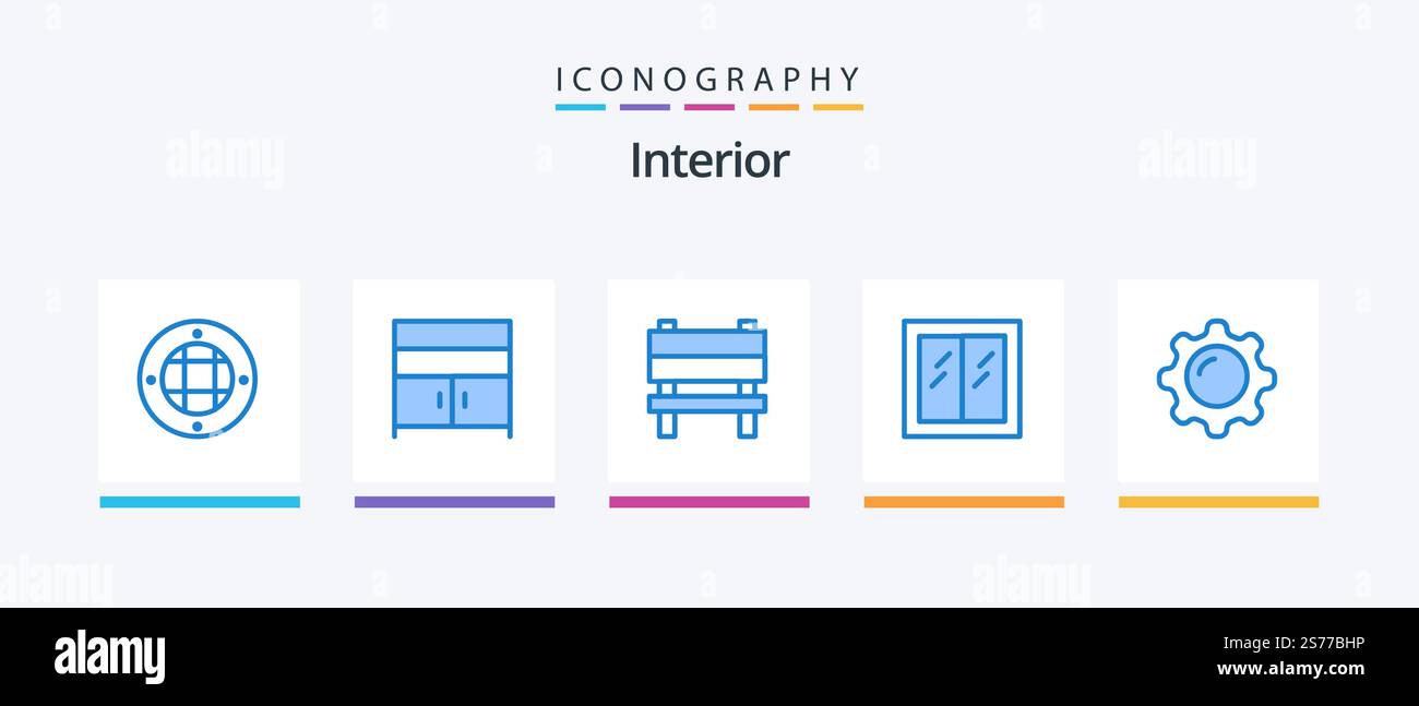 Interior Blue 5 Icon Pack Including display. window. bench. interior ...