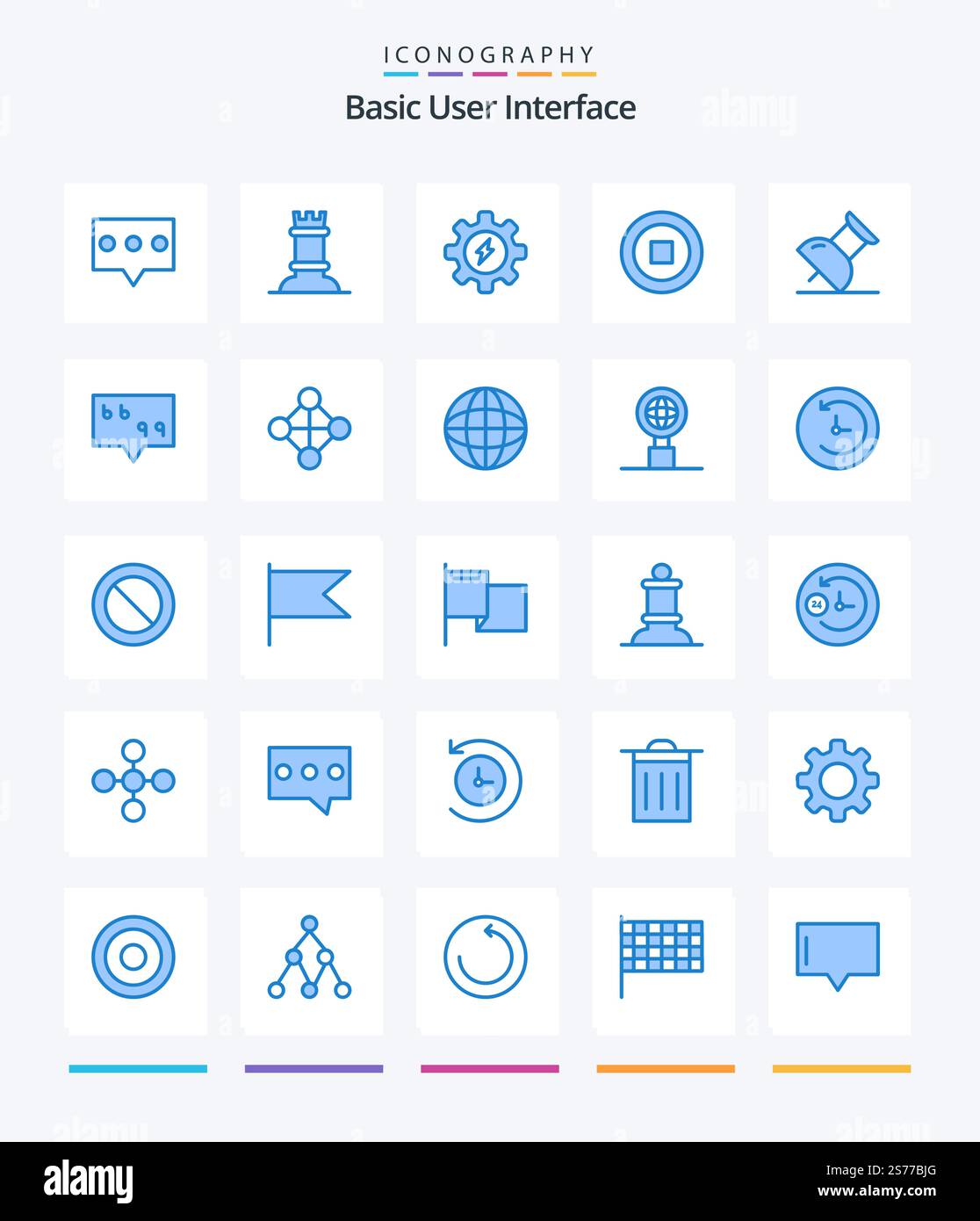 Creative Basic 25 Blue icon pack  Such As hierarchy. message. process. bubble. marker Stock Vector
