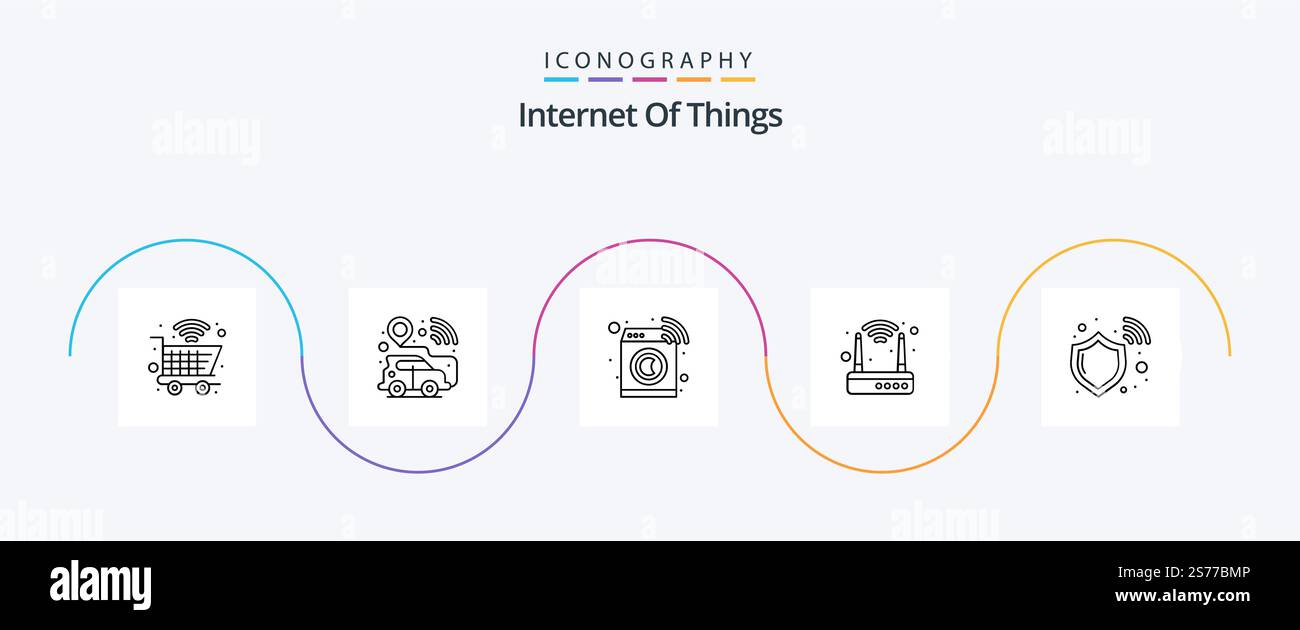 Internet Of Things Line 5 Icon Pack Including wifi. protect. machine ...