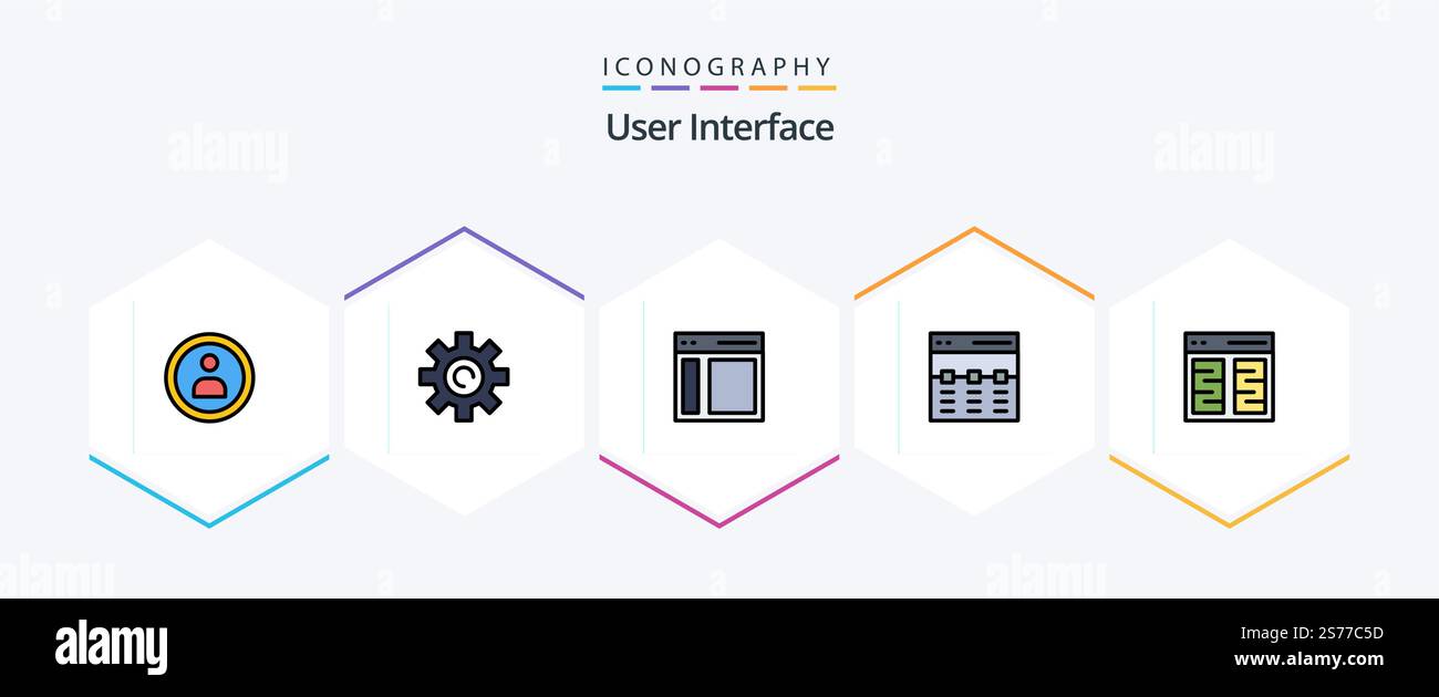User Interface 25 FilledLine icon pack including interface. hero. communication. header. user Stock Vector