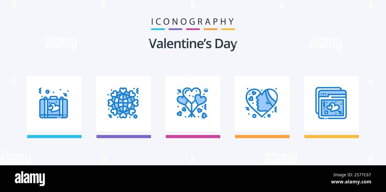 Valentines Day Blue 5 Icon Pack Including hearts. emotion. love. emojis ...