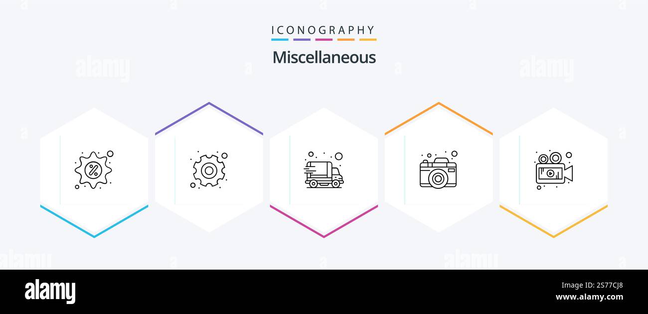Miscellaneous 25 Line icon pack including player. delivery. picture. camera Stock Vector
