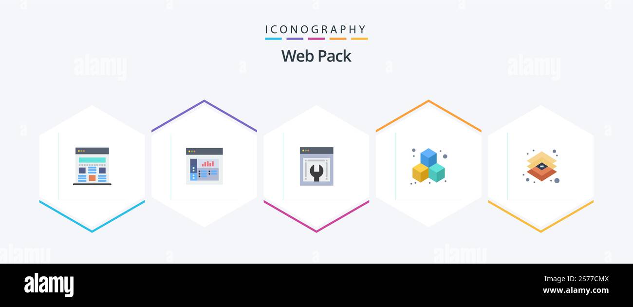 Web Pack 25 Flat icon pack including tools. graphic. web development. design. cube Stock Vector