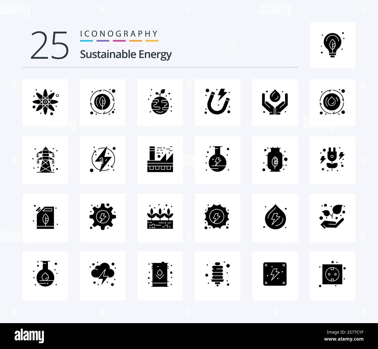 Sustainable Energy 25 Solid Glyph icon pack including medicine. care ...