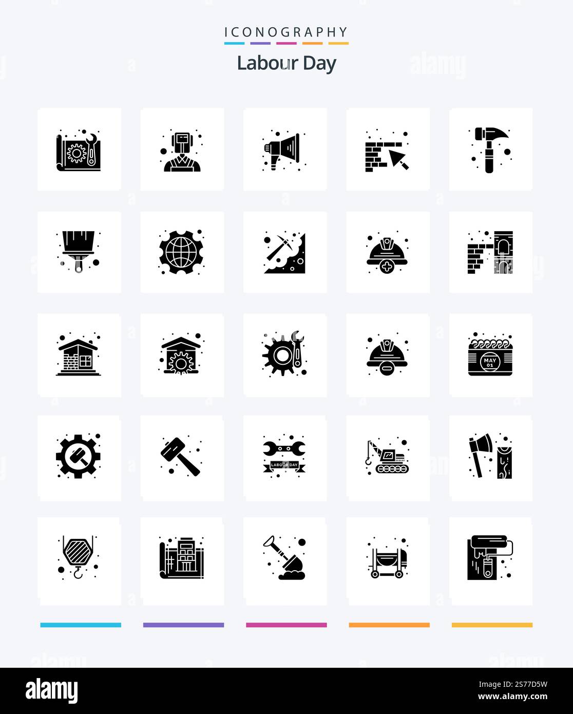 Creative Labour Day 25 Glyph Solid Black icon pack Such As watch kit ...