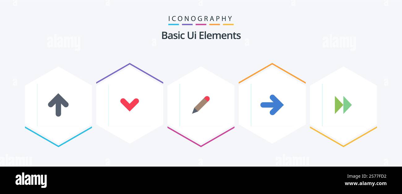 Basic Ui Elements 25 Flat icon pack including forward. right. pencil. arrows. arrow Stock Vector