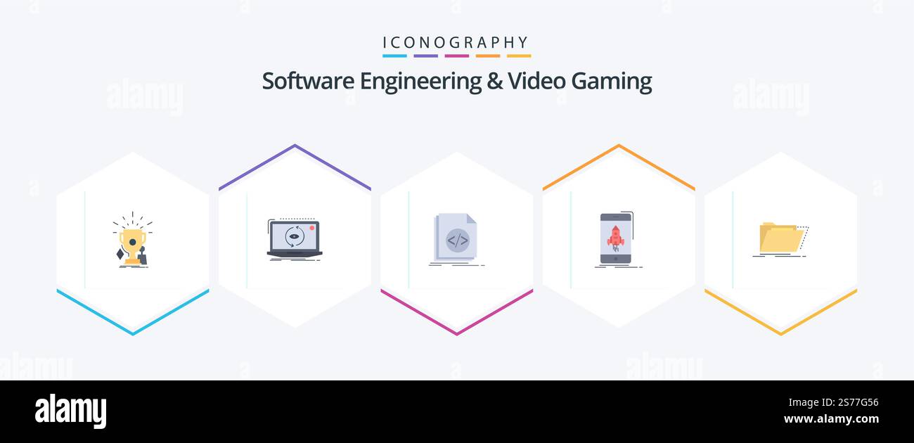 Software Engineering And Video Gaming 25 Flat icon pack including start ...