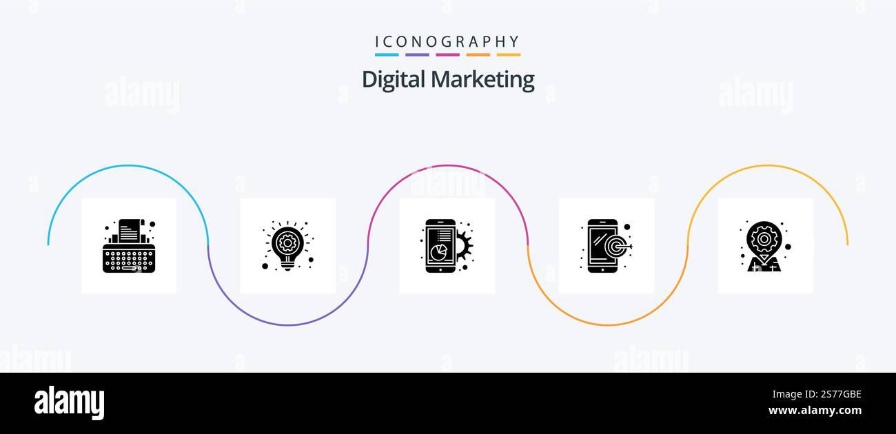 Digital Marketing Glyph 5 Icon Pack Including geo. mobile. chart ...