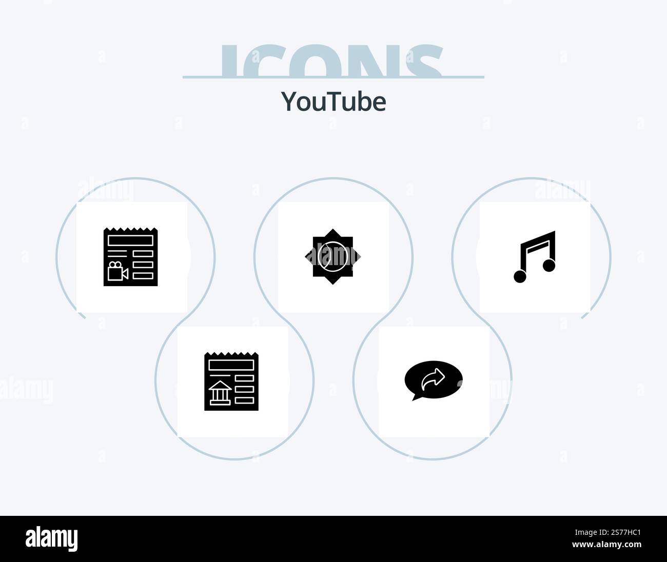 Youtube Glyph Icon Pack 5 Icon Design. design. app. document. ui. basic Stock Vector