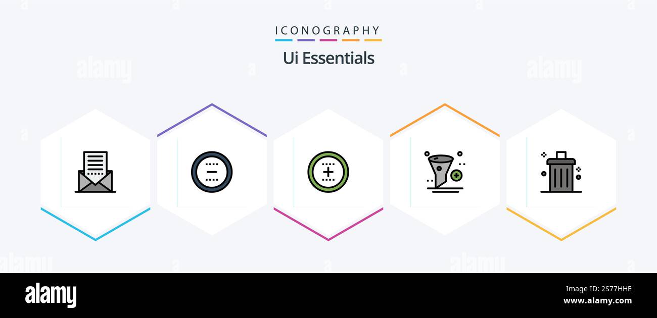 Ui Essentials 25 FilledLine icon pack including application. add. interface. round. interface Stock Vector
