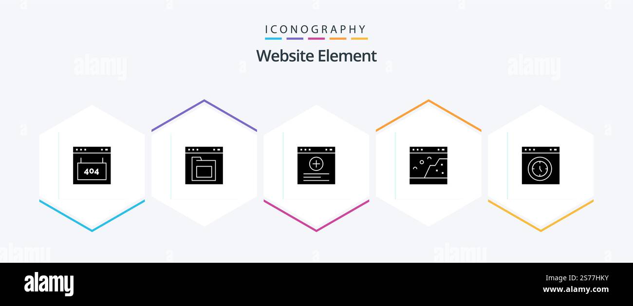 Website Element 25 Glyph icon pack including picture. page. folder. interface. website Stock Vector