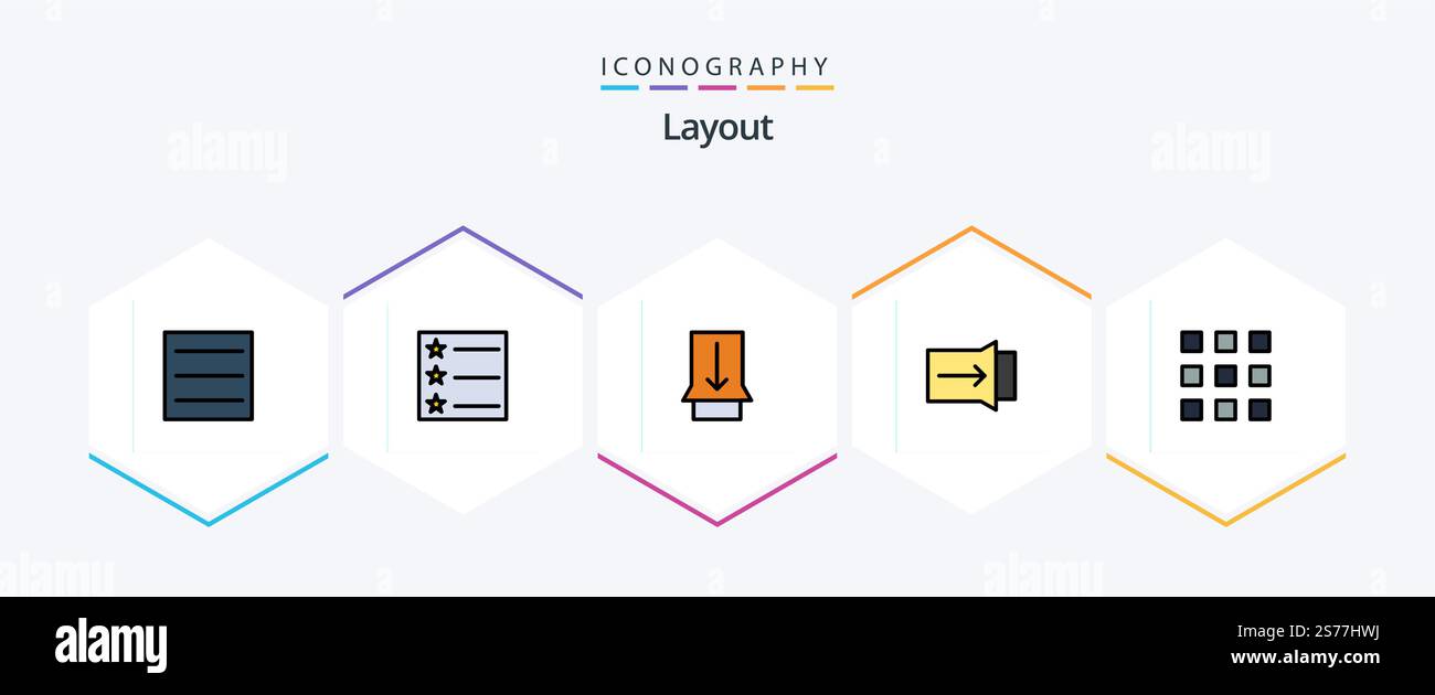 Layout 25 FilledLine icon pack including . thumbnails. Stock Vector