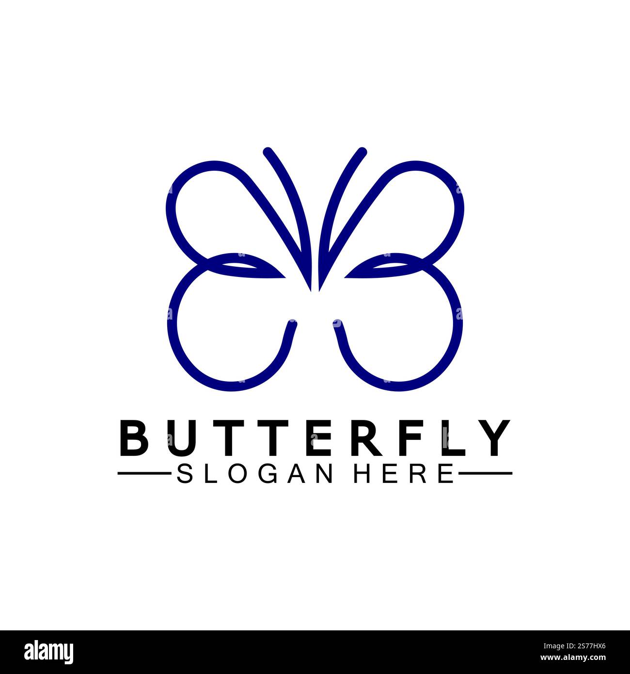 Simple Butterfly monoline logo-Vector illustration Stock Vector