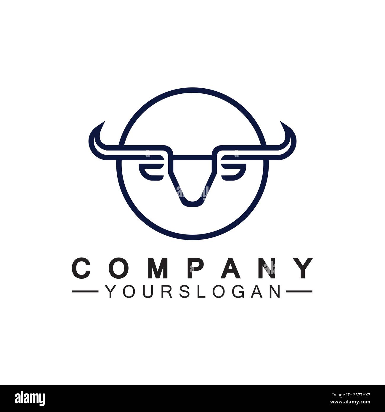 Bull monoline logo design vector template Stock Vector