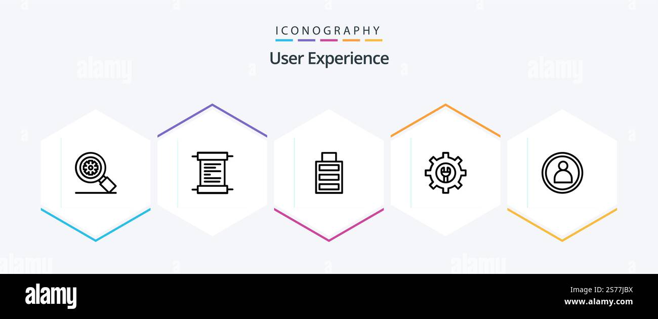 User Experience 25 Line icon pack including . setting . script. gear . simple Stock Vector