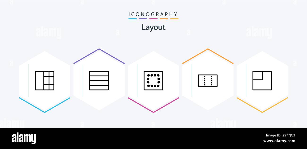Layout 25 Line icon pack including . Stock Vector