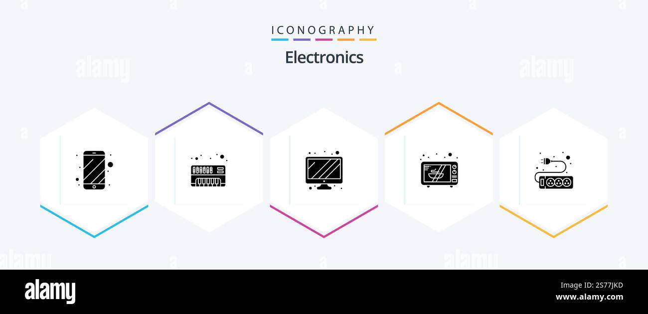 Electronics 25 Glyph icon pack including . socket. screen. hardware. oven Stock Vector