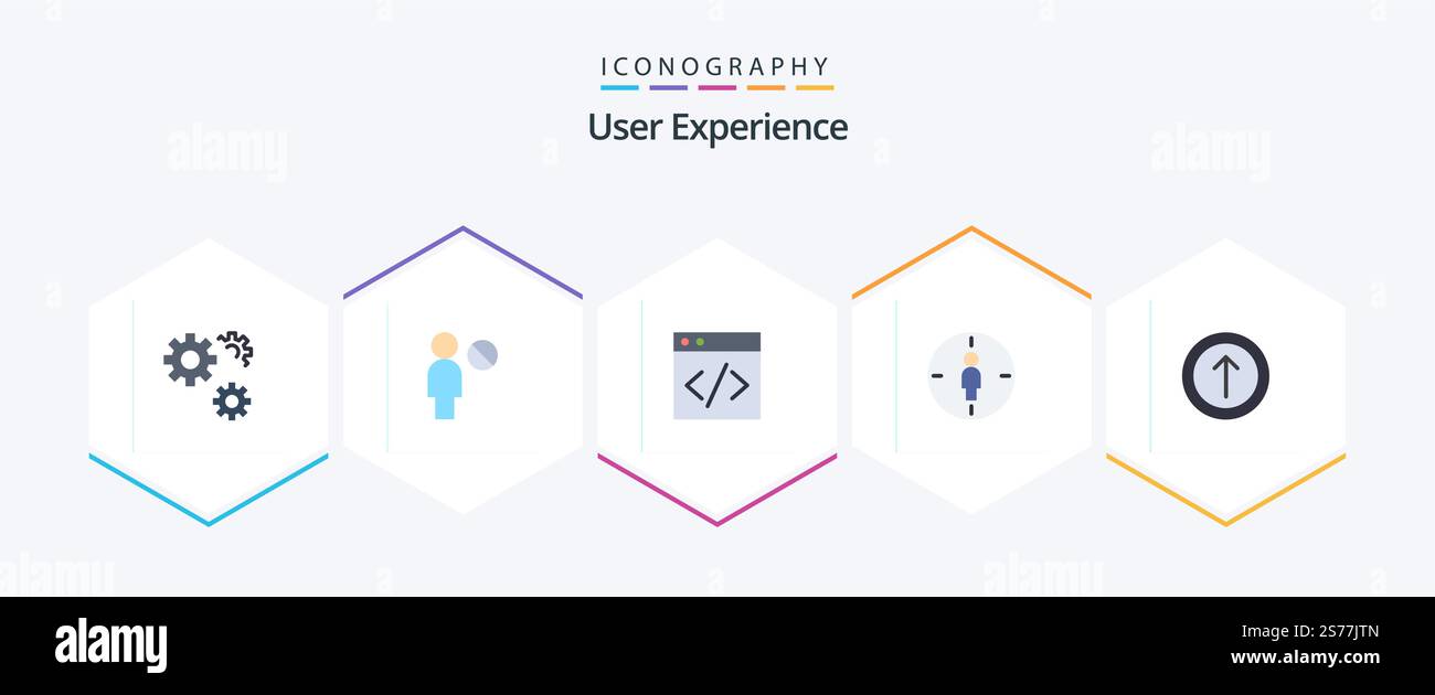 User Experience 25 Flat icon pack including ui. upload. web. target. male Stock Vector