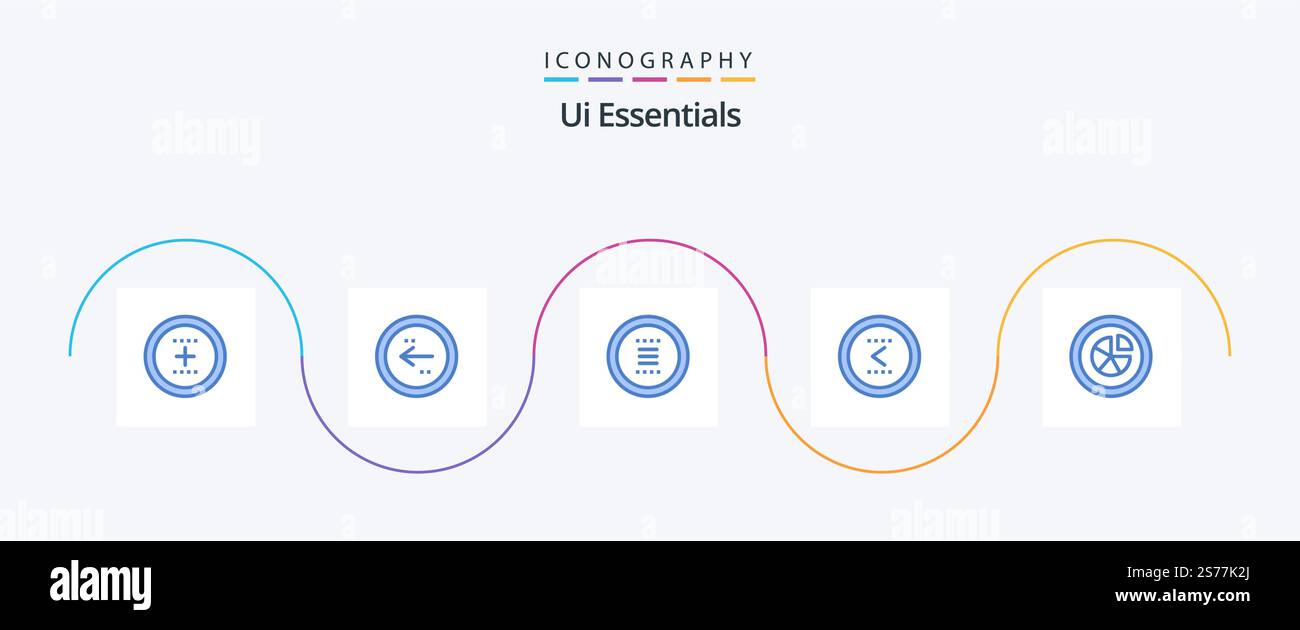 Ui Essentials Blue 5 Icon Pack Including interface. arrow. direction. navigation. hamburger Stock Vector