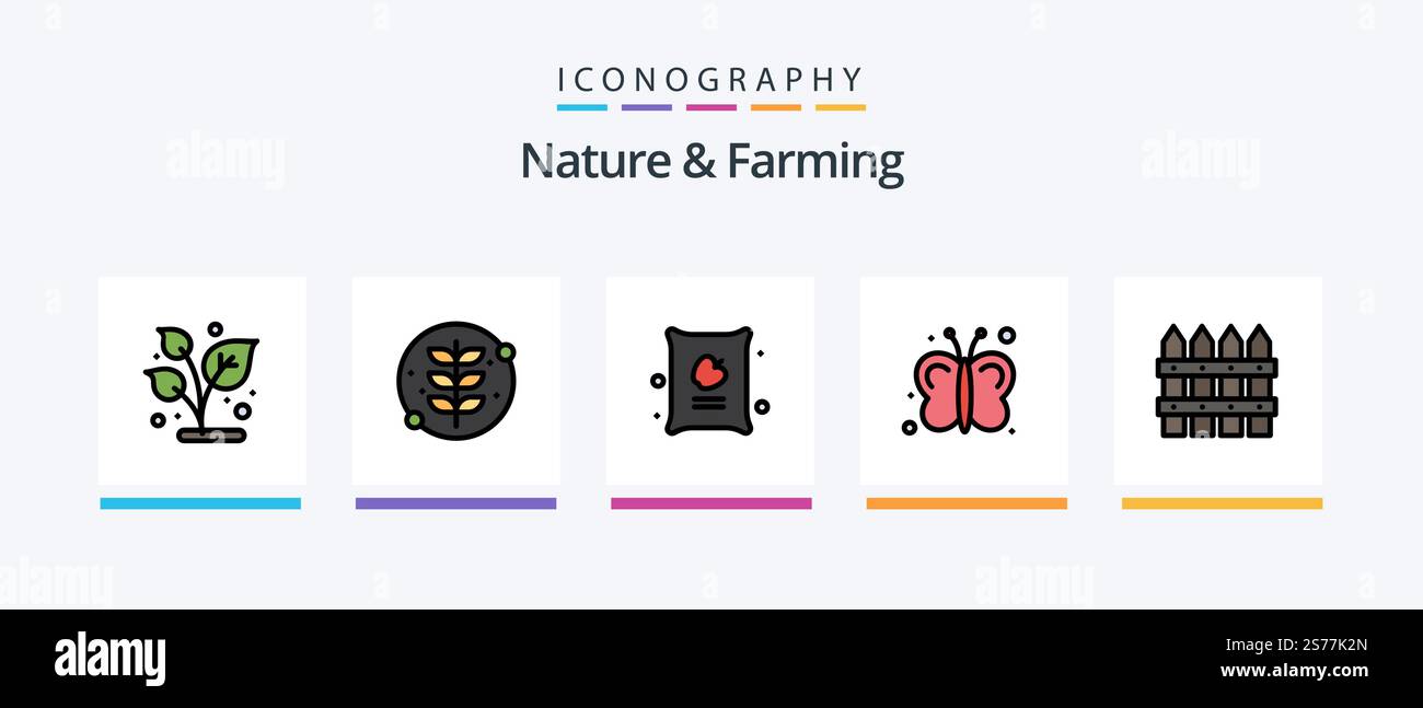 Nature And Farming Line Filled 5 Icon Pack Including cart. give ...