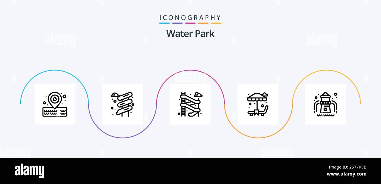 Water Park Line 5 Icon Pack Including . garden Stock Vector Image & Art ...