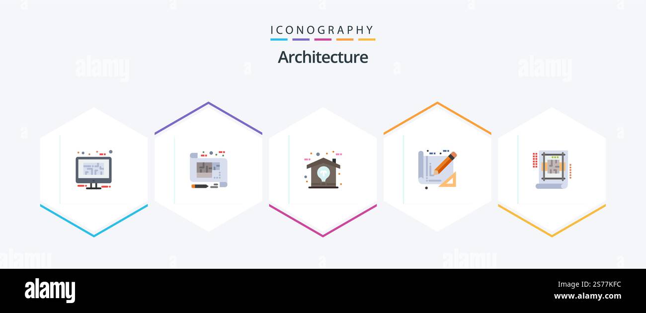 Architecture 25 Flat icon pack including construction. architecture. floor. tools. home Stock Vector