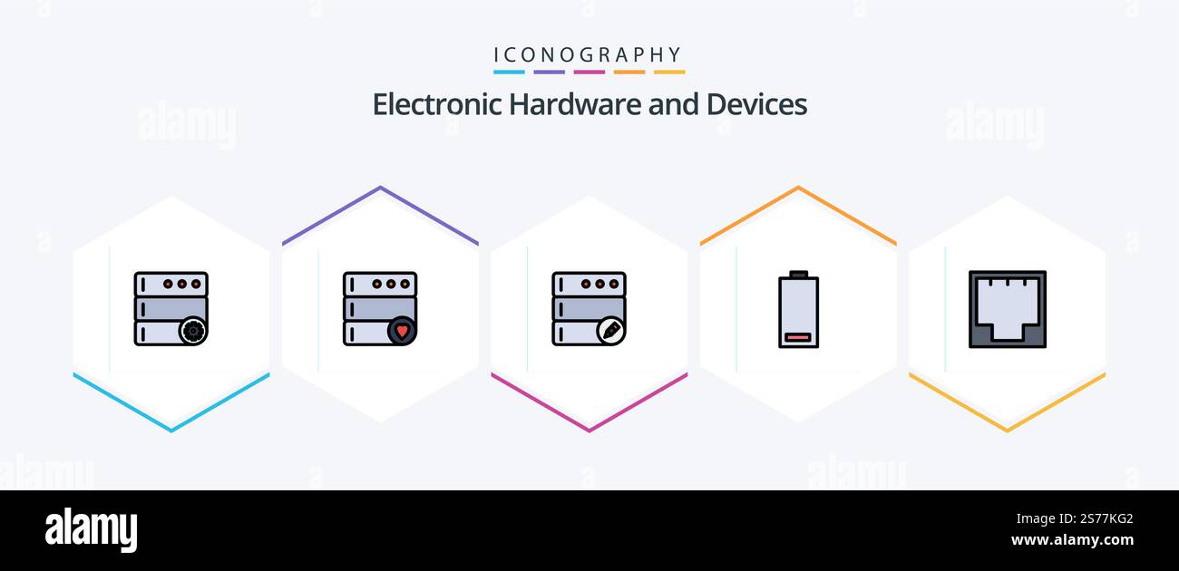 Devices 25 FilledLine icon pack including network. ethernet. server ...