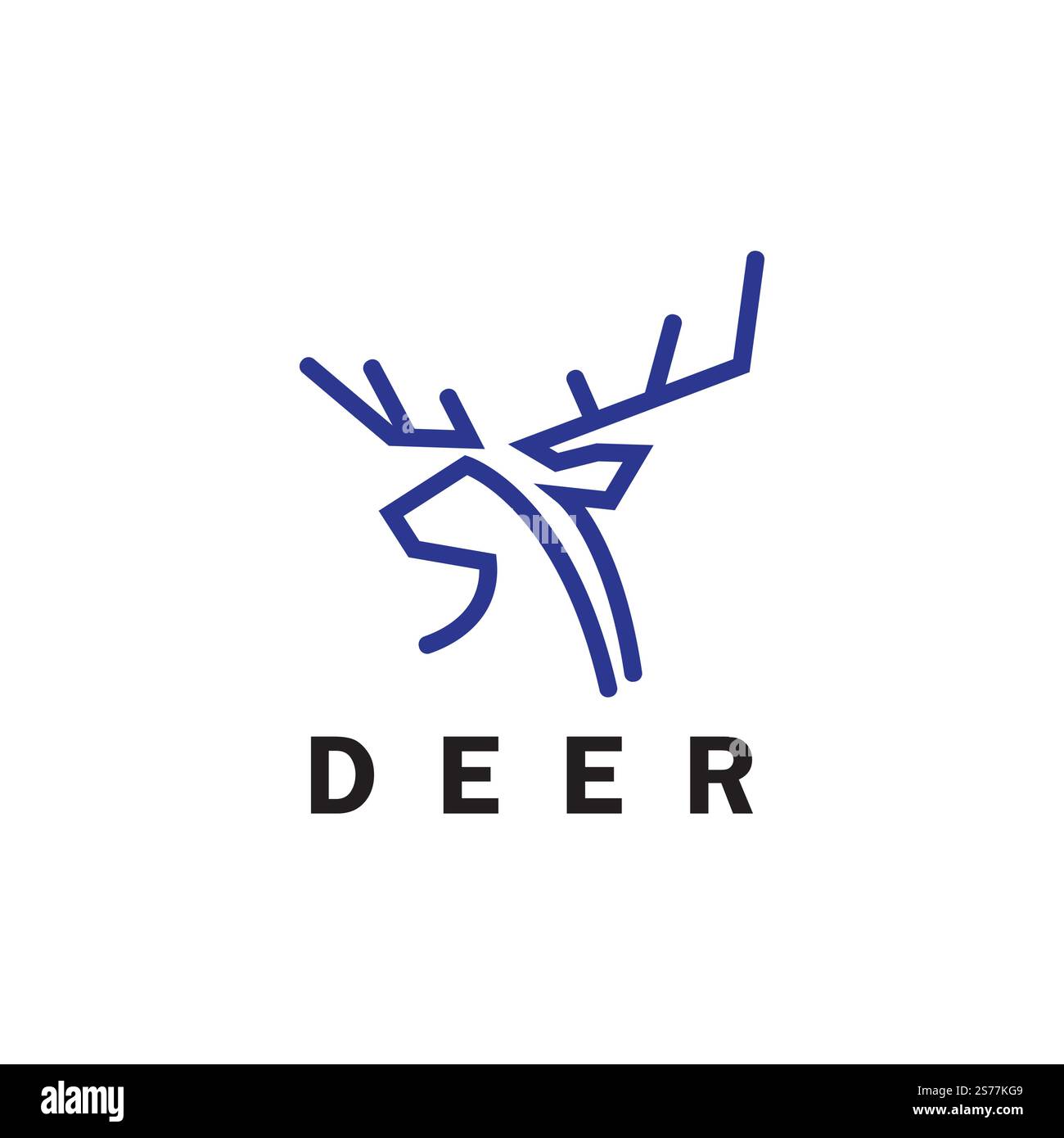 Deer monoline logo design vector template Stock Vector