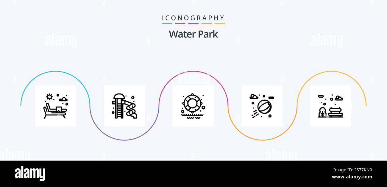 Water Park Line 5 Icon Pack Including . garden. water. park. park Stock ...