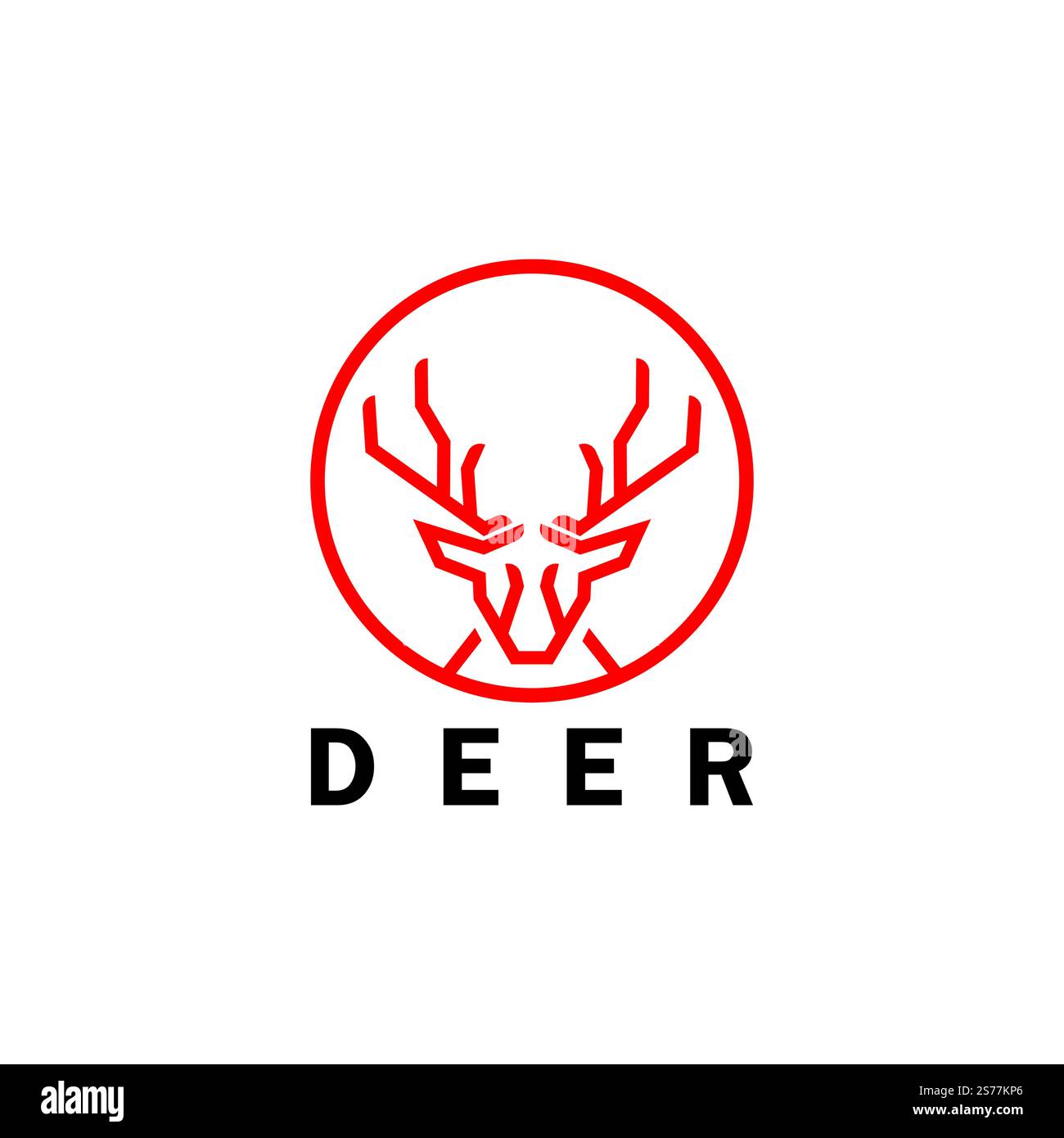 Deer monoline logo design vector template Stock Vector