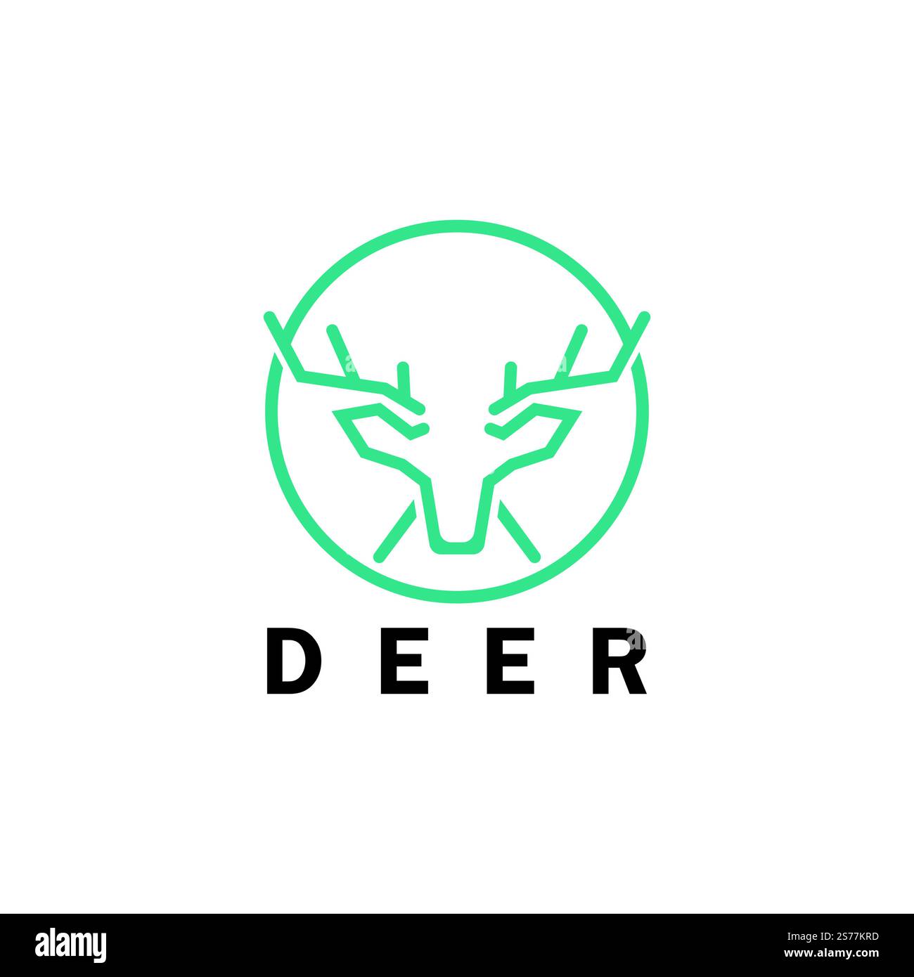 Deer monoline logo design vector template Stock Vector
