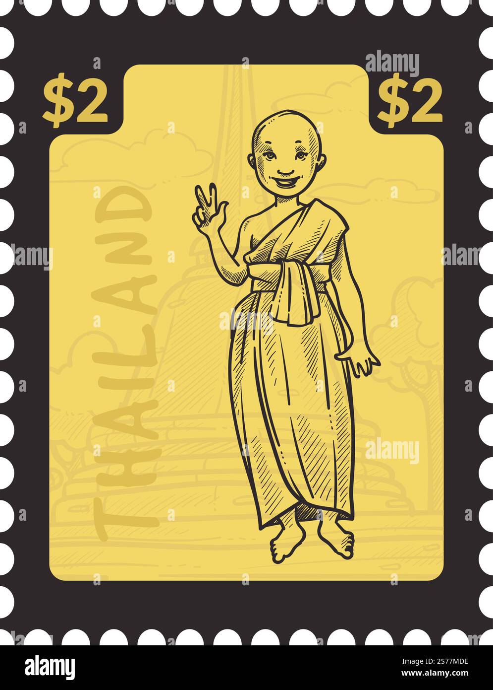 Buddhist monk drawing in Stock Vector Images - Alamy