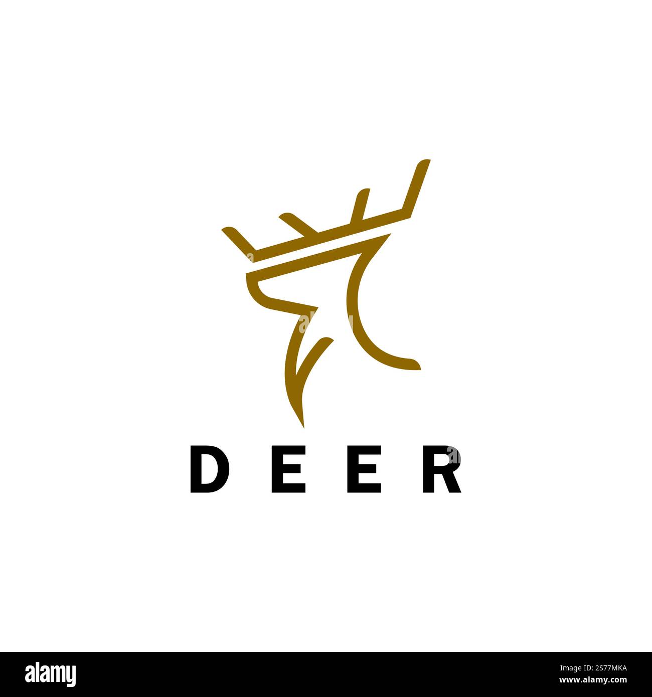 Deer monoline logo design vector template Stock Vector
