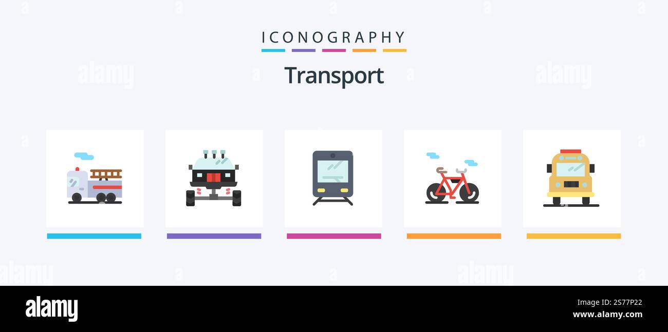 Transport Flat 5 Icon Pack Including transport. bus. train. vehicle ...