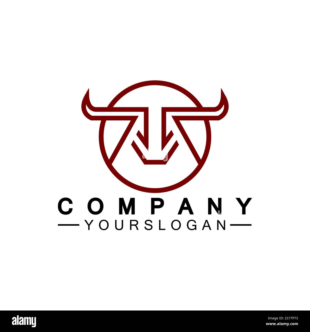 Bull monoline logo design vector template Stock Vector
