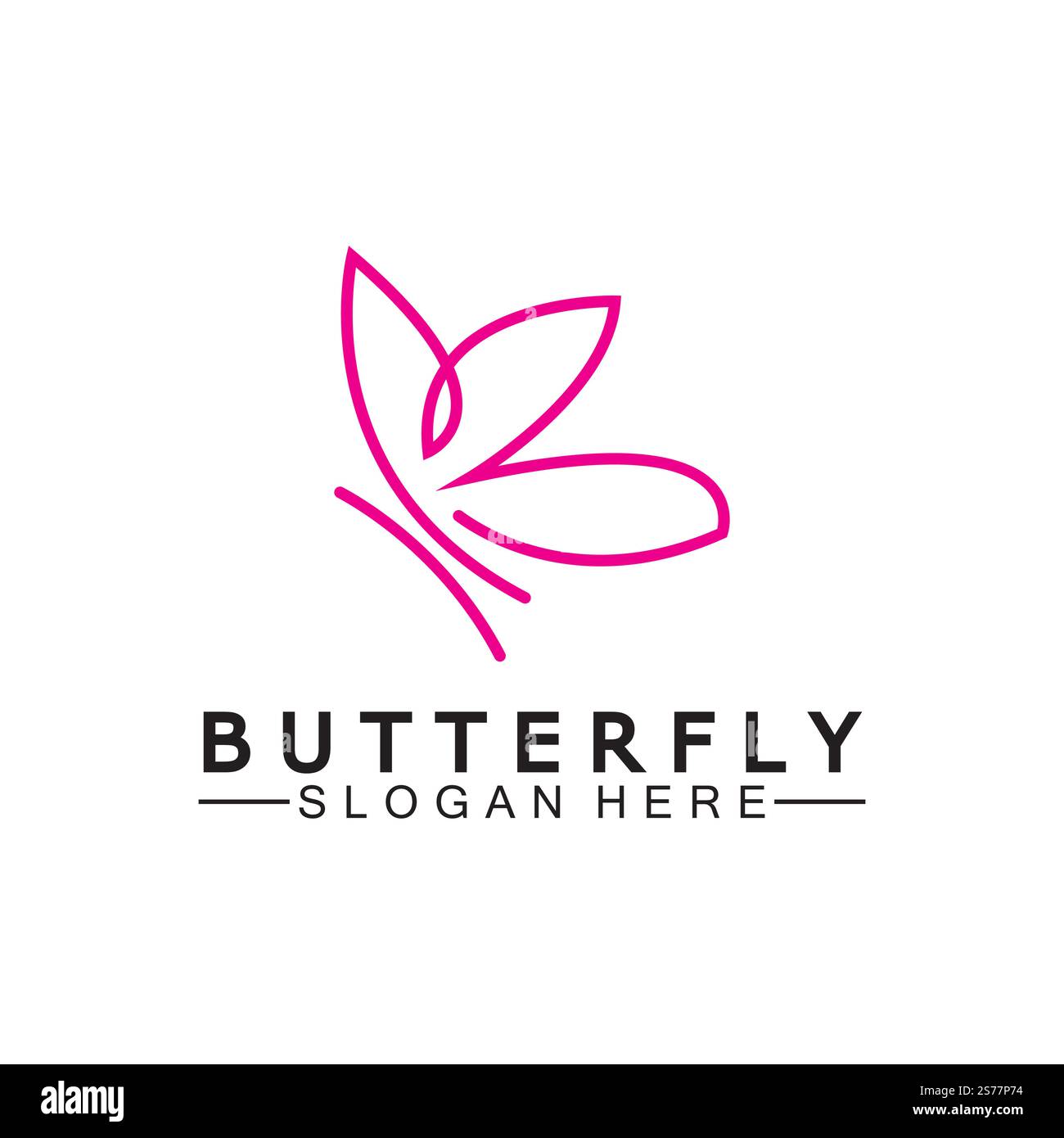 Simple Butterfly monoline logo-Vector illustration Stock Vector