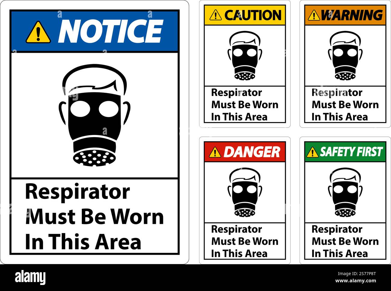 Respirators Must Be Worn In This Area Signs Stock Vector
