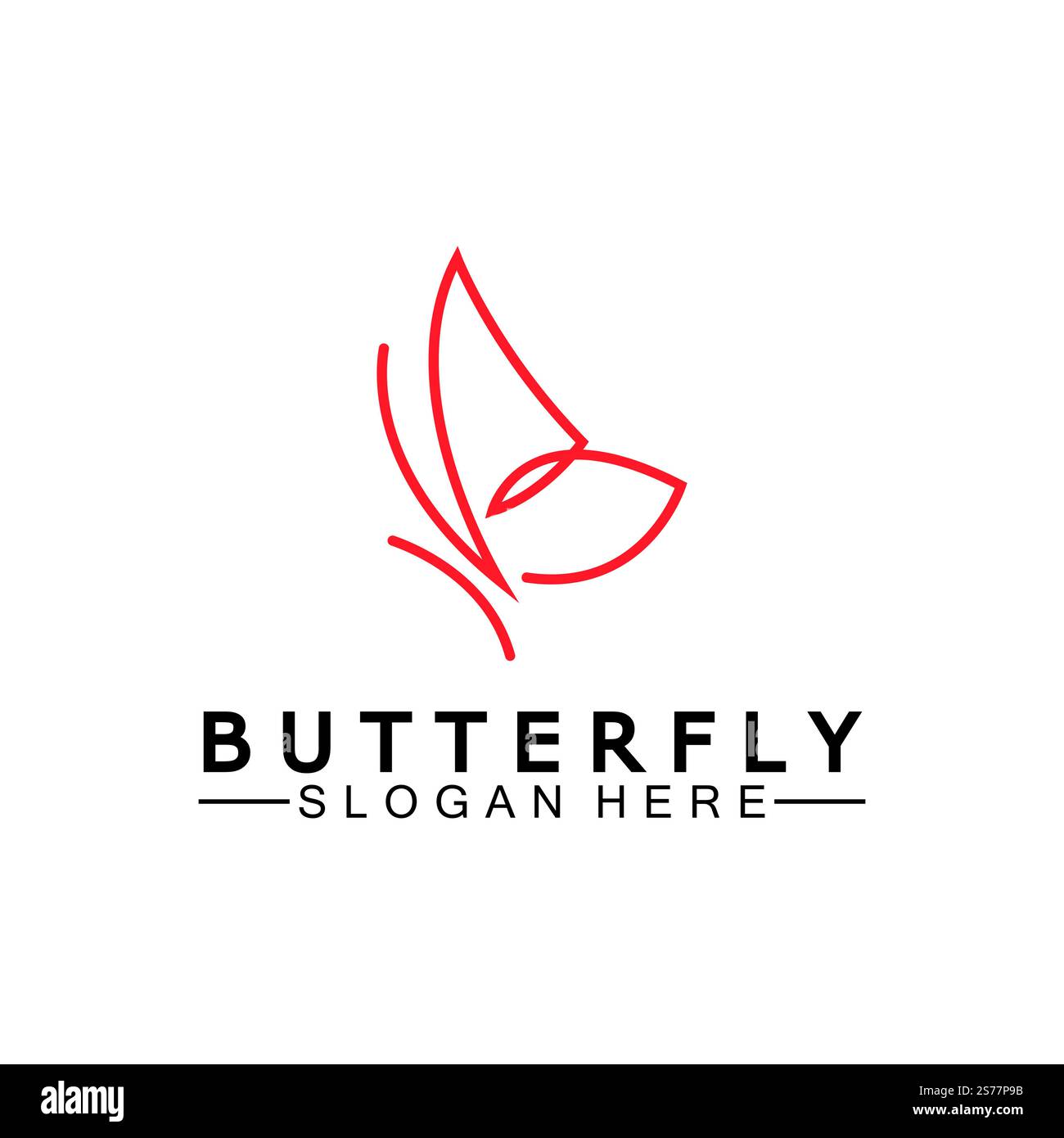 Simple Butterfly monoline logo-Vector illustration Stock Vector