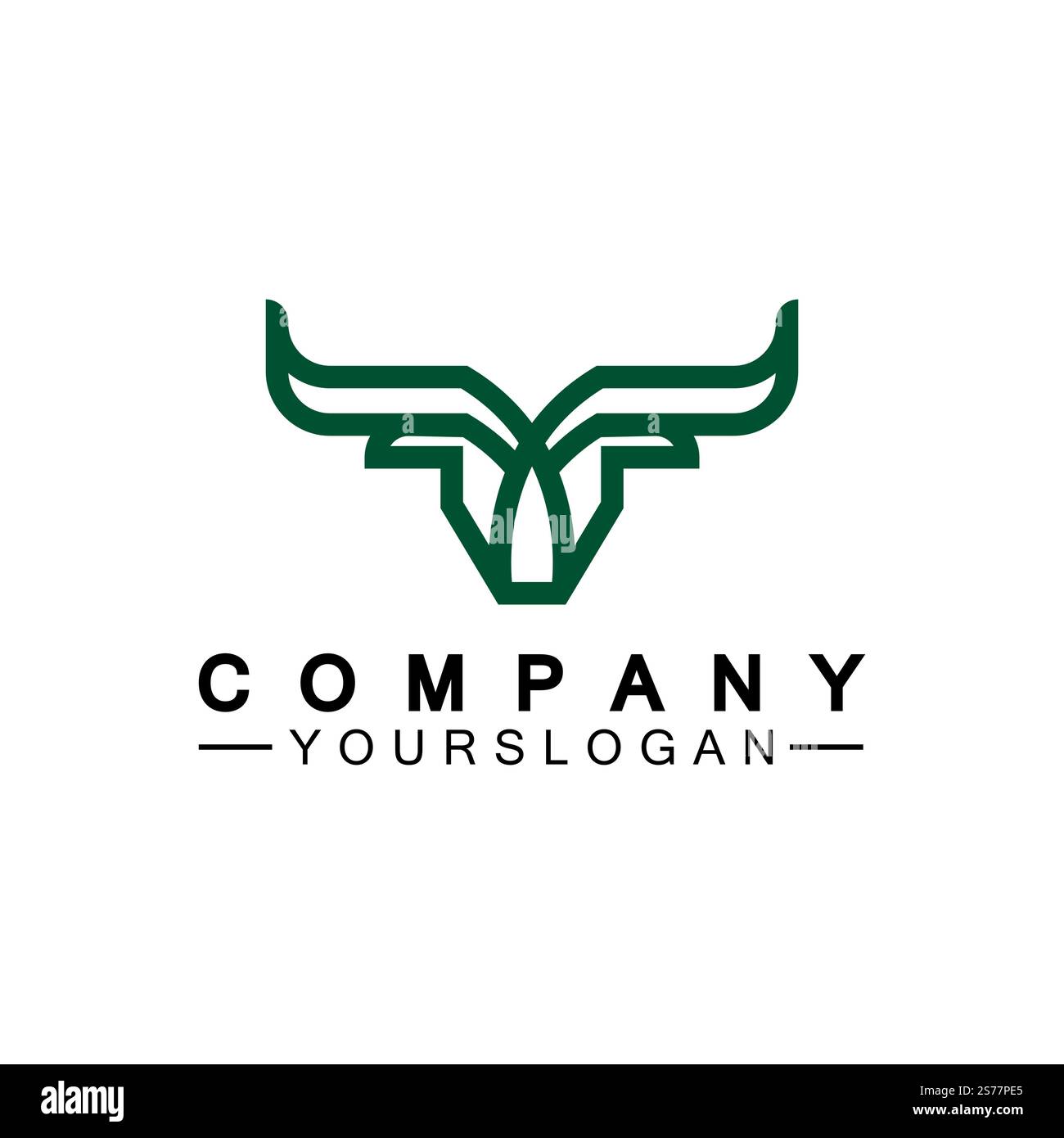 Bull monoline logo design vector template Stock Vector