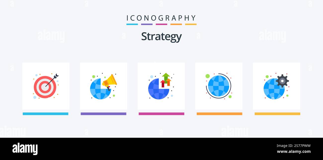 Strategy Flat 5 Icon Pack Including global. strategy. global. plan ...