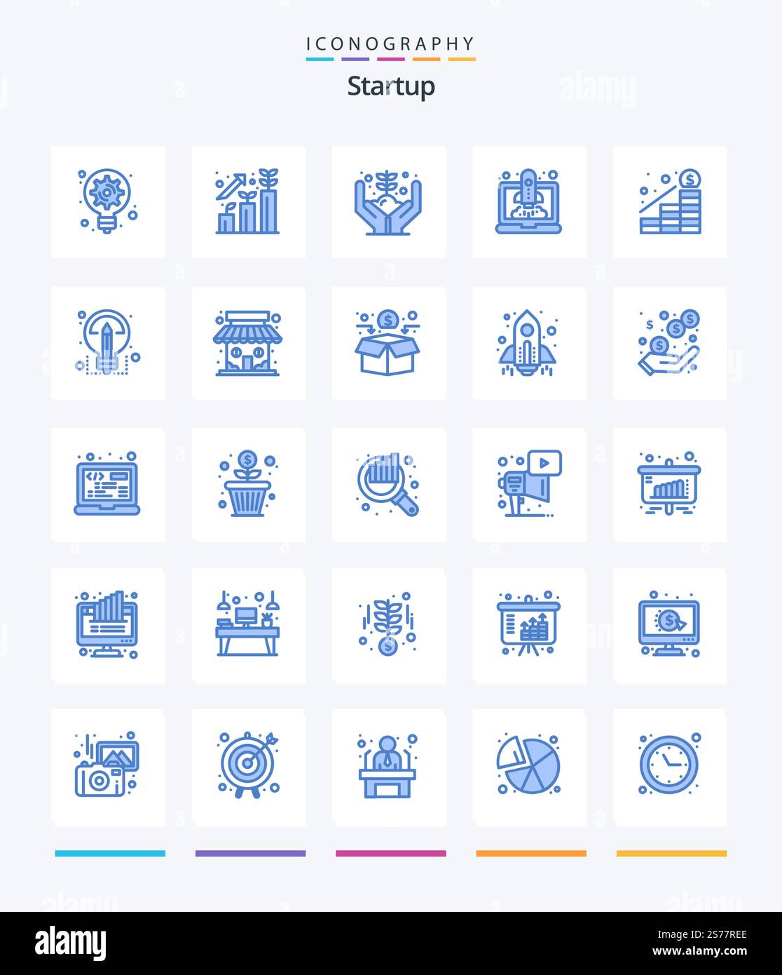 Creative Startup 25 Blue icon pack  Such As increase. startup. growth. speedup. boost Stock Vector