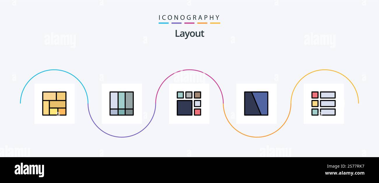 Layout Line Filled Flat 5 Icon Pack Including image. collage. frame ...