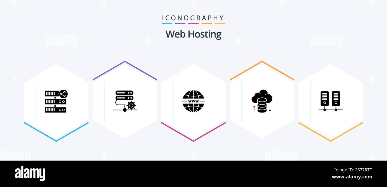 Web Hosting 25 Glyph icon pack including cloud hosting . web. network . system . internet Stock Vector