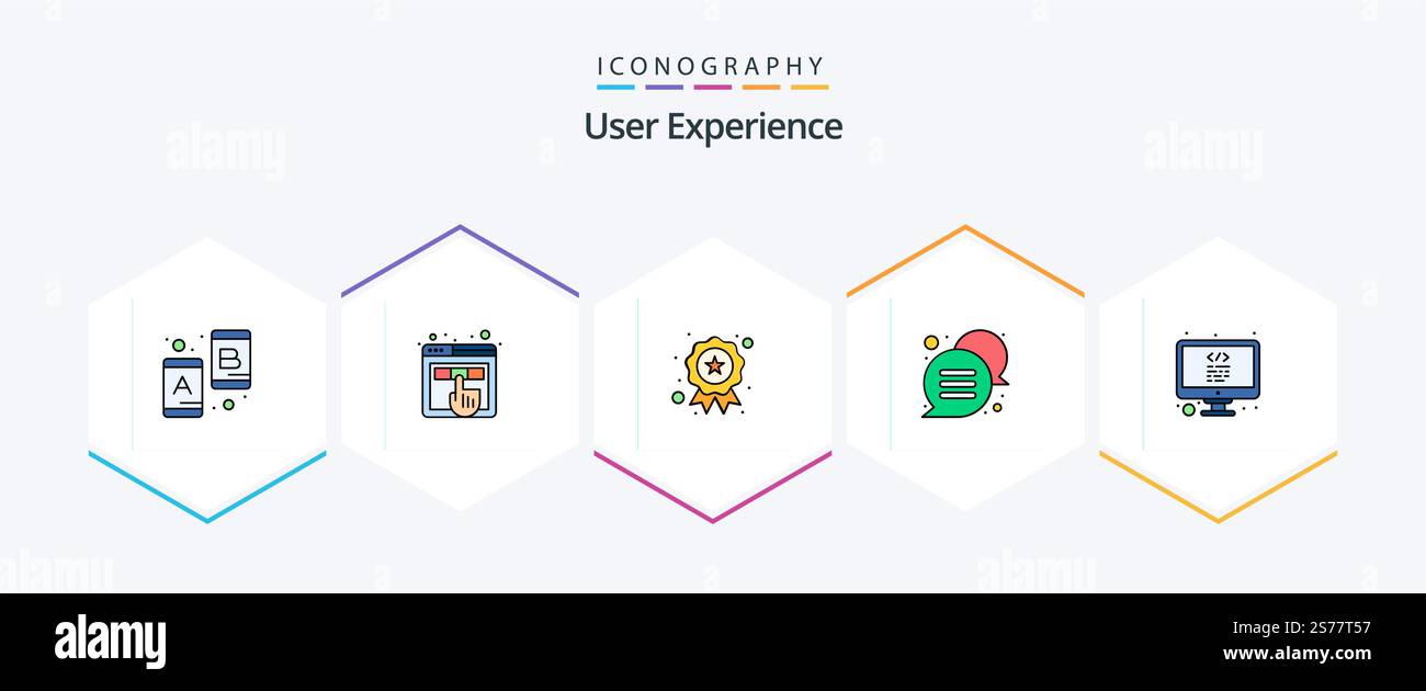 User Experience 25 FilledLine icon pack including lcd. message. ux. bubble. chat Stock Vector